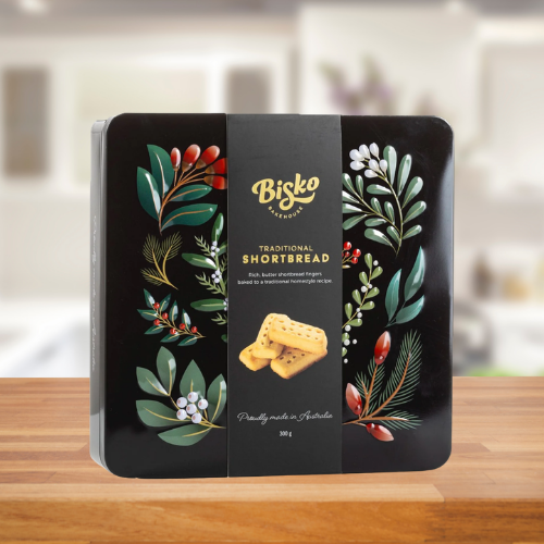 BISKO GIFT TINS FLORAL 300G XMAS