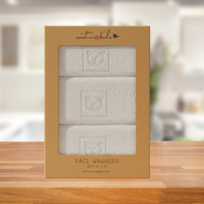 Emotion & Kids White Teddy Bear Face Washers 3 Pack