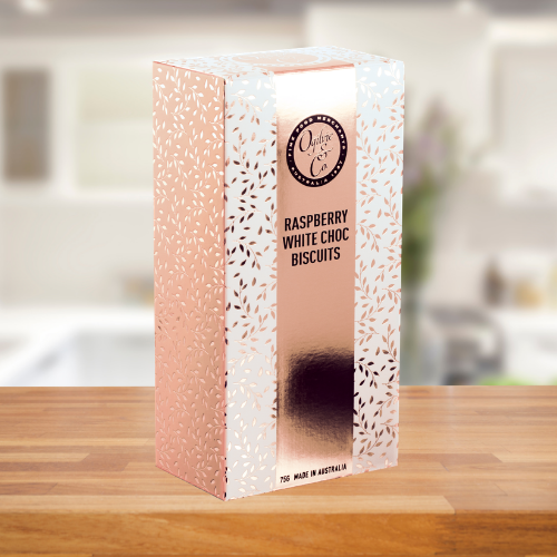 OGILVIE & CO RASPBERRY & WHITE CHOC BISCUITS 75G