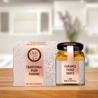 PLUM PUDDING & CARAMEL FUDGE DESSERT SAUCE GIFT PACK