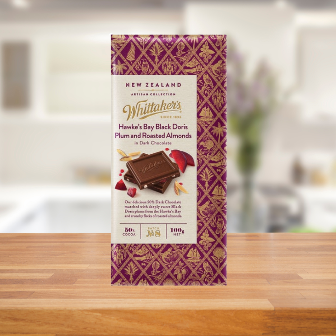 Whittakers Hawkes Bay Plum & Roasted Almond Dark Chocolate 100g