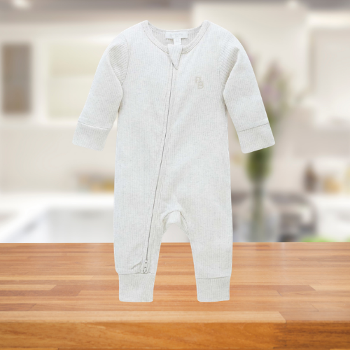 Pure Baby Basics Wheat Rib Zip Growsuit (Sizes 00 or 000)