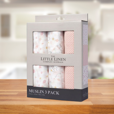 TLLC Muslin 3Pk Prints - Ballerina Bunny