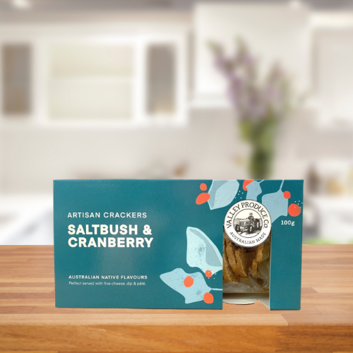 VALLEY PRODUCE CO ARTISAN CRACKERS SALTBUSH AND CRANBERRY 100G
