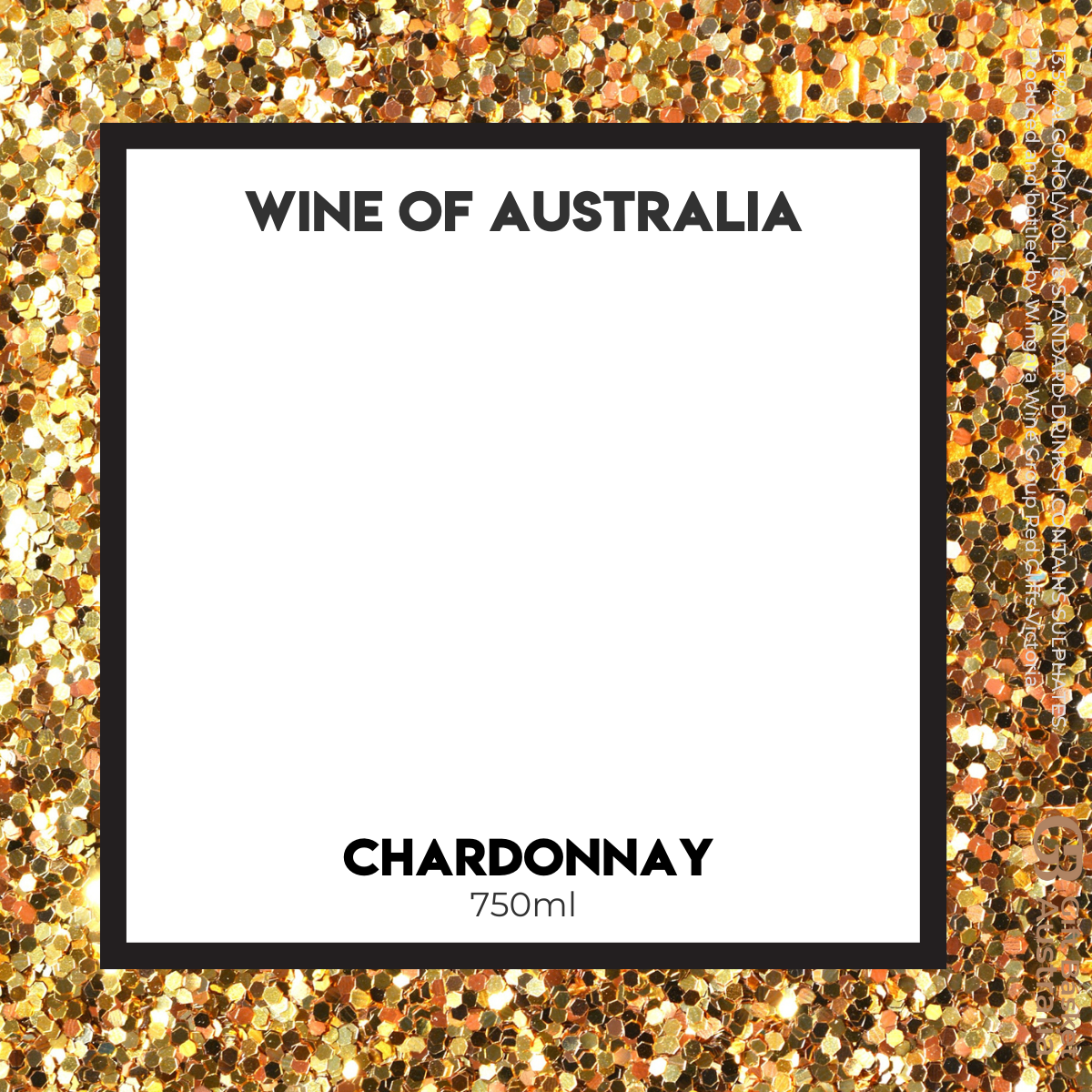 Gold Sparkle Chardonnay Wine with Label