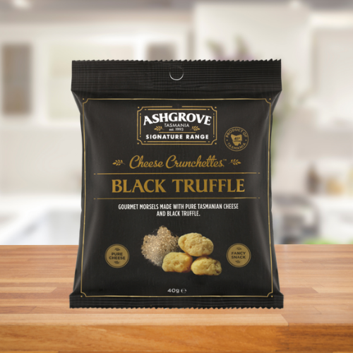 ASH GROVE CHEESE CRUNCHETTES BLACK TRUFFLE 40G