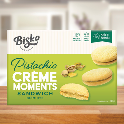 Bisko Pistachio Crème Sandwich Biscuits 140g