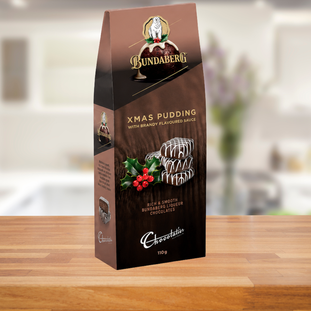 Chocolatier Bundaberg Xmas Pudding With Brandy Sauce Chocolates 110g