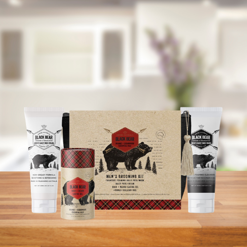 EMPIRE AUSTRALIA BLACK BEAR ORANGE & CEDARWOOD GROOMING GIFT SET