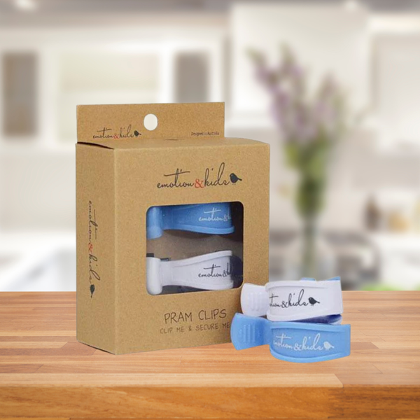 Emotion & Kids Blue/White Pram Clips