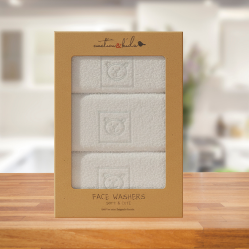 Emotion & Kids White Teddy Bear Face Washers 3 Pack