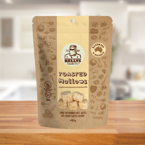 KELLY'S CANDY CO ROASTED COCONUT MALLOWS 140G