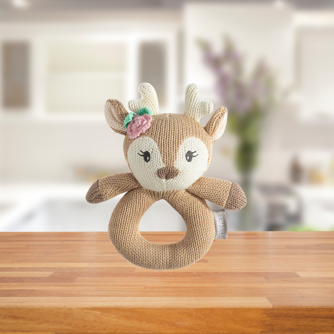 Living Textiles Ava The Fawn Knitted Rattle