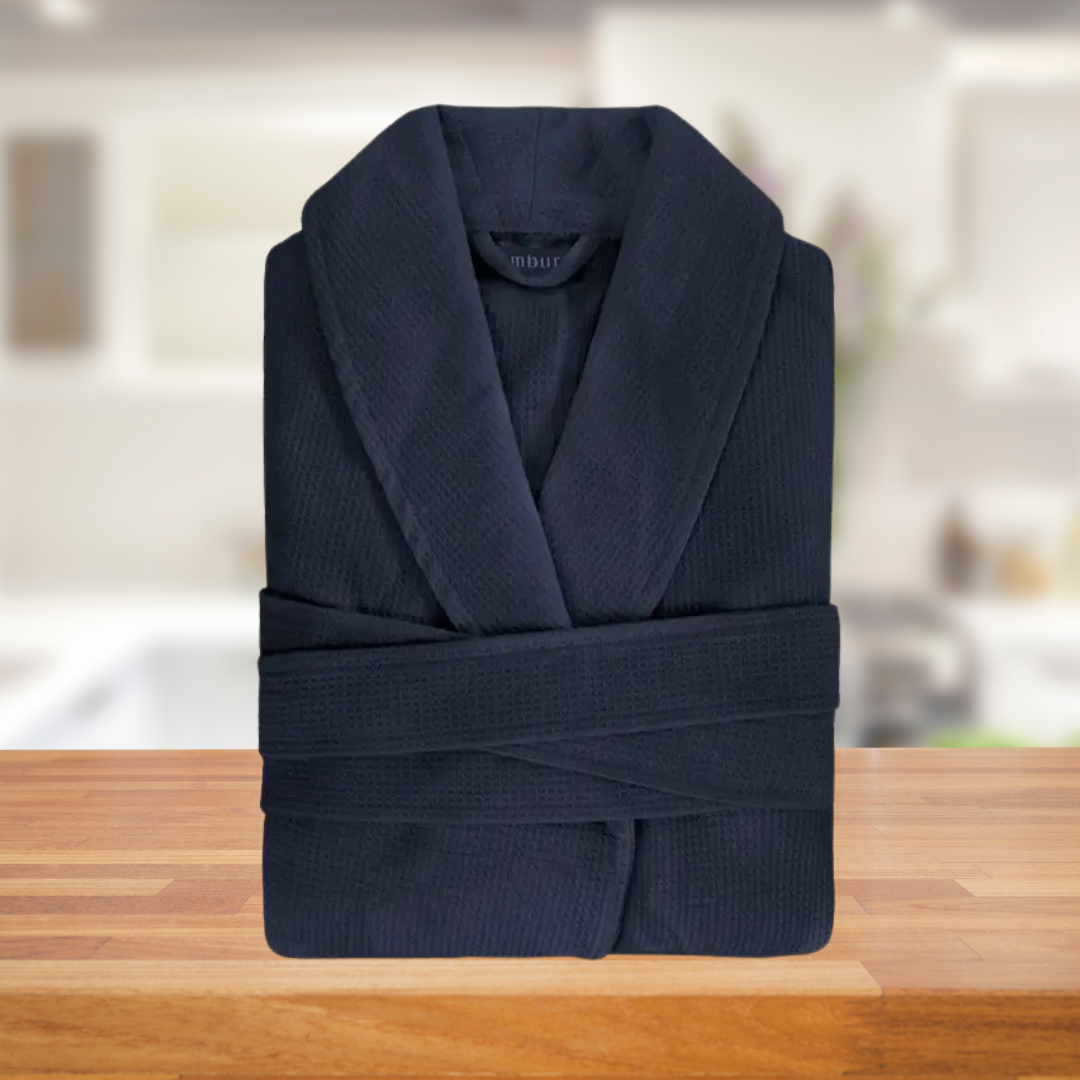 Men's Long Waffle Blue Robe