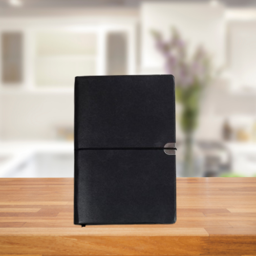 NOTEBOOK BLACK LEATHER-LOOK A5