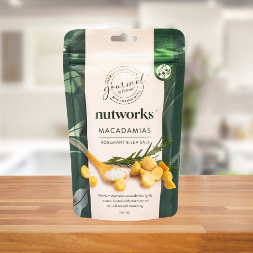 NUTWORKS ROSEMARY & SEA SALT MACADAMIAS 75G