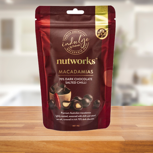 Nutworks Dark Chocolate Salted Chilli Macadamias 75g