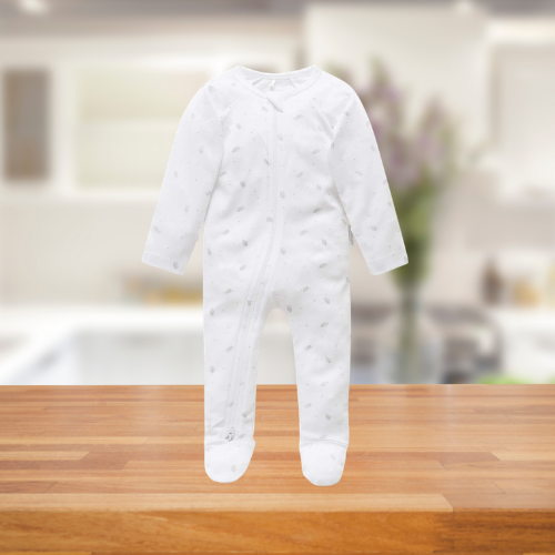 Pure Baby Essentials Pale Blue Leaf Zip Growsuit - Sizes 000 or 00