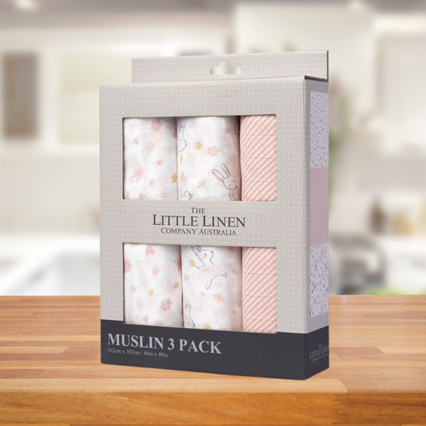 TLLC Muslin 3Pk Prints - Ballerina Bunny