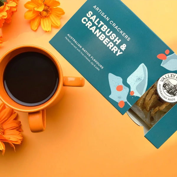 VALLEY PRODUCE CO ARTISAN CRACKERS SALTBUSH AND CRANBERRY 100G