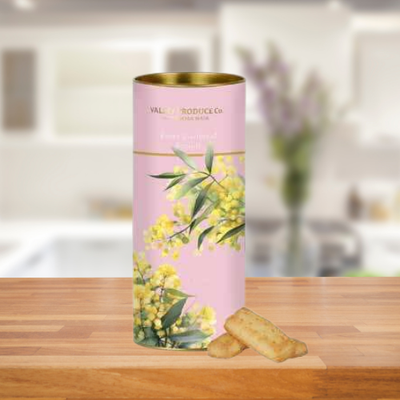 VALLEY PRODUCE CO AUSTRALIAN WATTLE SHORTBREAD TIN 180G