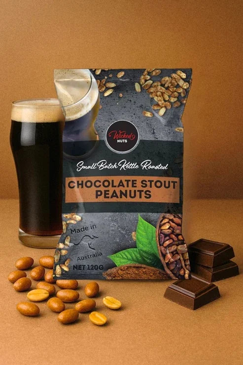 WICKED NUTS CHOCOLATE STOUT INFUSED PEANUTS 120G