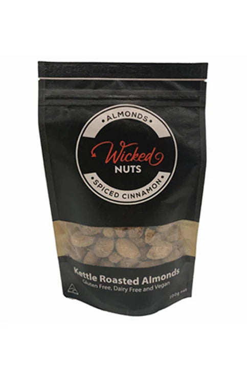 WICKED NUTS SPICED CINNAMON ALMONDS CRAFT NUTS 100G