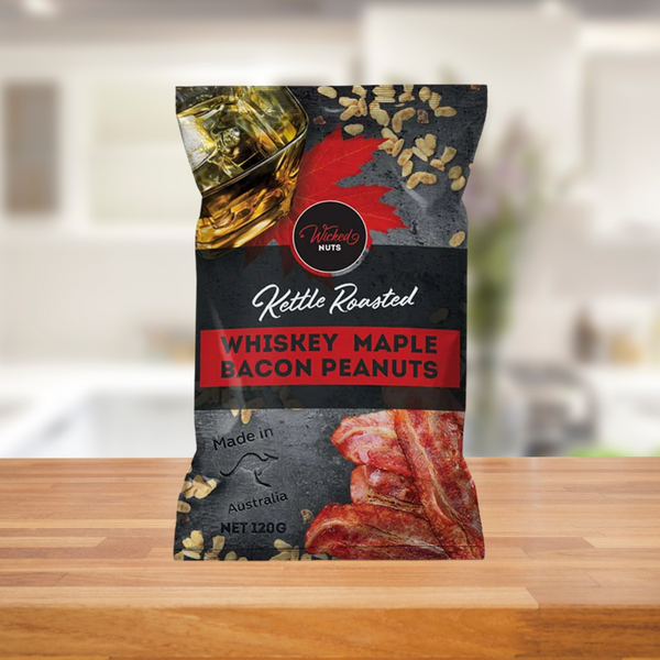 WICKED NUTS WHISKY MAPLE BACON INFUSED PEANUTS 120G