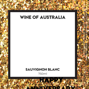 Gold Sparkle Sauvignon Wine with Label