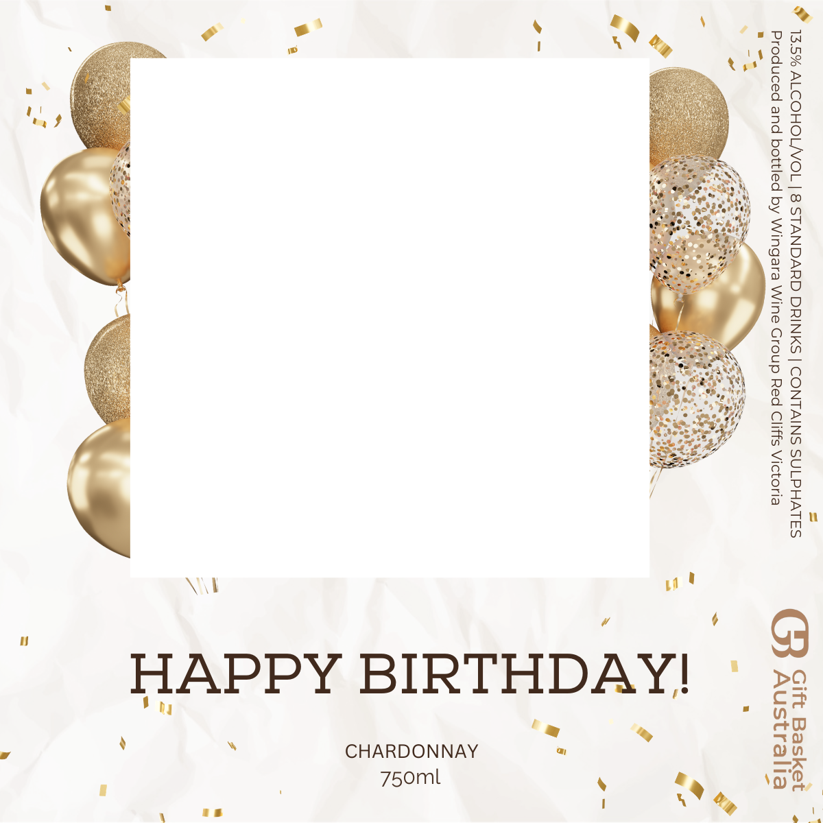 Happy Birthday Chardonnay Wine with Label